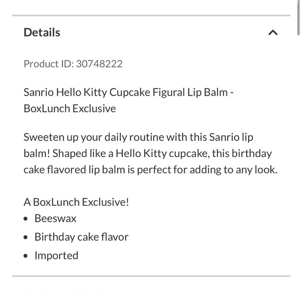 New hello kitty cupcake lip balm